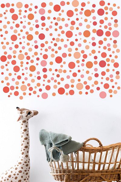 Postifull Baby Room Sticker Set Wall Decoration, Pink Polka Dot Pattern, Children's Room Wall Sticker