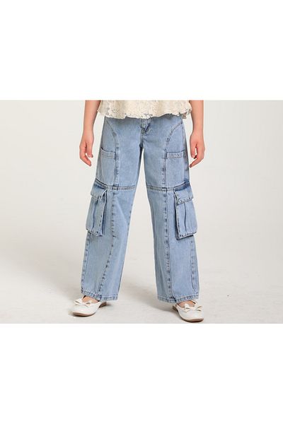 Escabel Çaren Kids - Pantaloni cargo cu buzunar - Pantaloni din denim cu buzunar cargo pentru fete