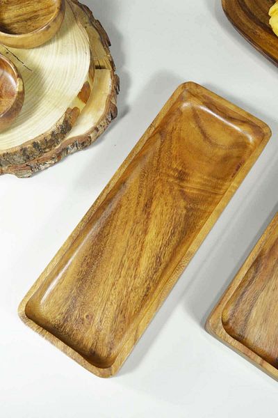 VonaHome Acacia Rectangular Snack Bowl / Presentation Plate / 36x13x4 cm