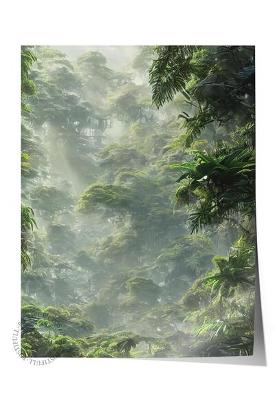 Postifull Çerçevesiz Poster Orman No:34, Fotoğraf Baskısı, Salon, Mutfak, Otu...