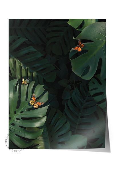 Postifull Frameless Poster, Botanical & Leaf Painting No:1, Hd Photo, Living Room, Kitchen Wall Decor Poster