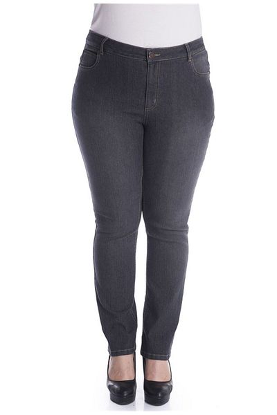 MYLİNE Pantaloni din denim brodați, gri, cu 5 buzunare, buzunare la spate, 13405