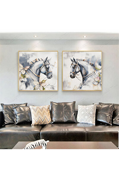 Z Concept Yağlı Boya Dokulu At Tablo