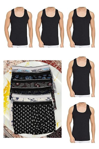 Marjinal Tekstil 10 Piece Undershirt and Boxer Set Economical Package 5 Boxers 5 Undershirt Cotton