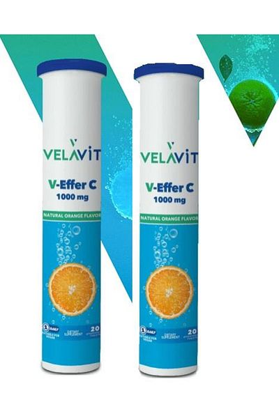 Velavit V-Effer C 1000 Mg 20 Effervescent Tablets 2 Pieces