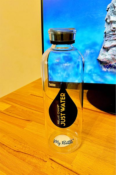 Mutfak Köşesi Borosilicate Glass Water Bottle 1000 ml Water Bottle 1lt Sports Water Bottle Motivational Water Bottle