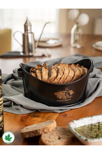 linmetal Metal Boat Bread Bowl, Gondola Bread Bowl, Bread Basket, Presentation Bowl (Fresh Bread Printed)