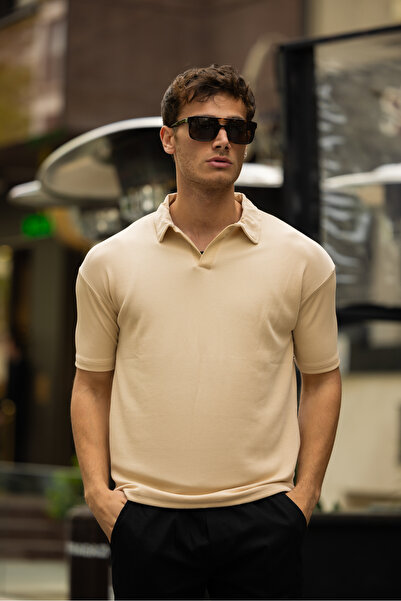 3MODA Ανδρικό μπλουζάκι με ραβδώσεις με λαιμόκοψη V