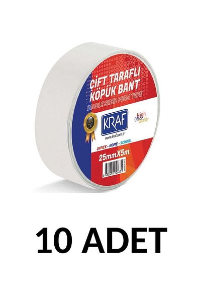 MTKardeşler 10 Pieces 25 mm X 5 Meters Double Sided Foam Tape