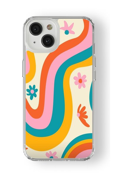 Multitronic حافظة شفافة مطبوعة بتصميم متدرج ملون متوافق مع هاتف iPhone 13 Mini