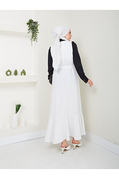 VOLT CLOTHİNG Damska sukienka z kamizelką w paski