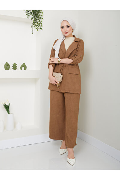 GÖKÇE CLOTHİNG Women's Linen Suit with Jacket