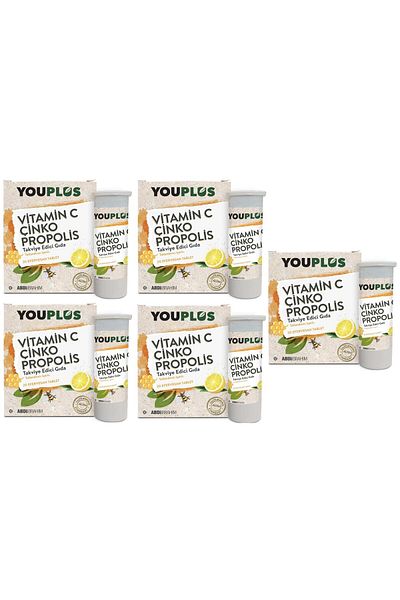 Youplus Vitamin C and Zinc Propolis 20 Effervescent Tablets - 5 Pieces