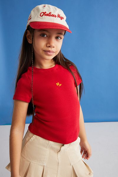 GRIMELANGE QUARTZ-GRM24021 95% cotton 5% elastic girl's tshirt Red T-Shirt