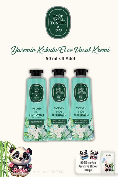 Eyüp Sabri Tuncer ROSIE Cotton Jasmine Scented Cream - 3 Pieces 50 ml