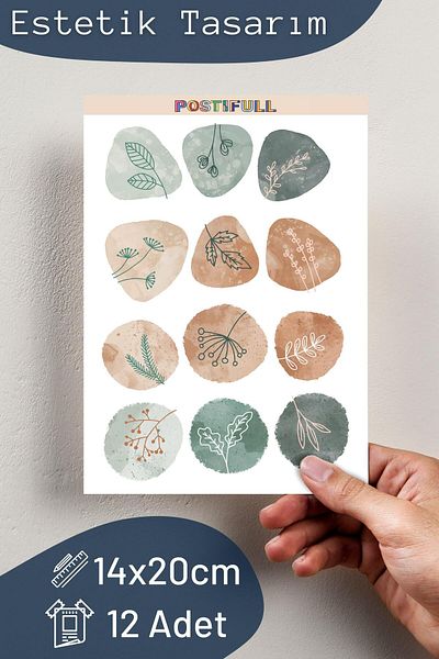 Postifull Botanical Themed Sticker and Label Set - Medium Size - Waterproof, Thick Adhesive Sticker Set