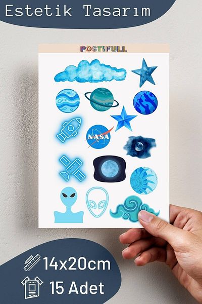 Postifull Blue Themed Sticker Set - 15 Pieces Sticker Set - Phone, Tablet, Notebook Laptop Compatible Sticker