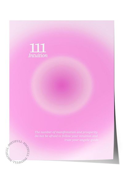 Postifull Pink Aura Angel Number Έγχρωμη Αφίσα - Χωρίς πλαίσιο, Σειρά Aura NO:40-111