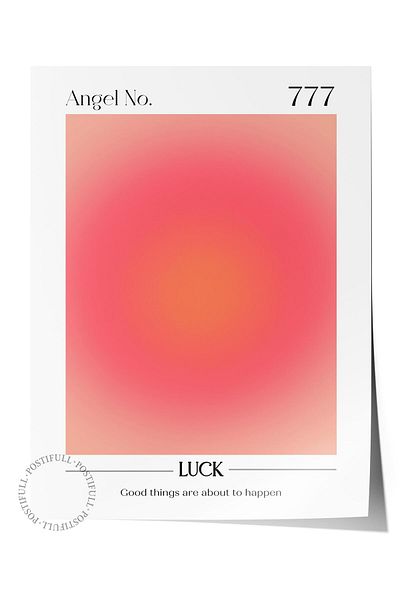 Postifull Aura Series NO:42 - 777 Παστέλ Red Angel Number Έγχρωμη αφίσα χωρίς πλαίσιο