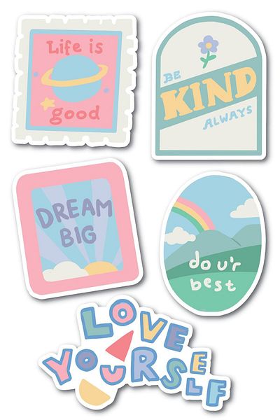 Postifull Motivational Themed Sticker Set - 5 Piece Sticker Set - Phone, Tablet, Notebook Laptop Compatible Sticker