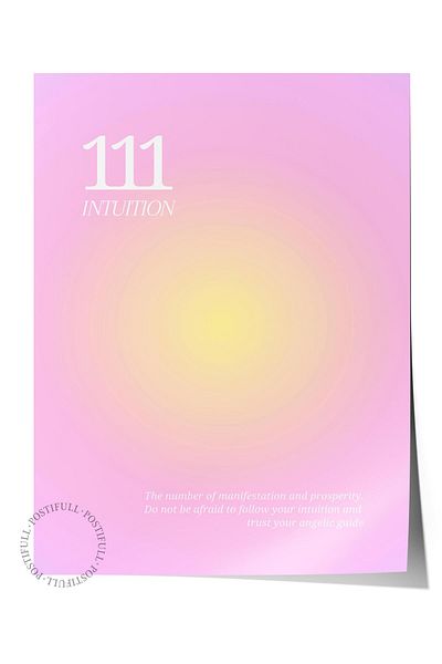 Postifull Aura Series NO:41 - 111 Pink and Yellow Angel Number Έγχρωμη αφίσα χωρίς πλαίσιο