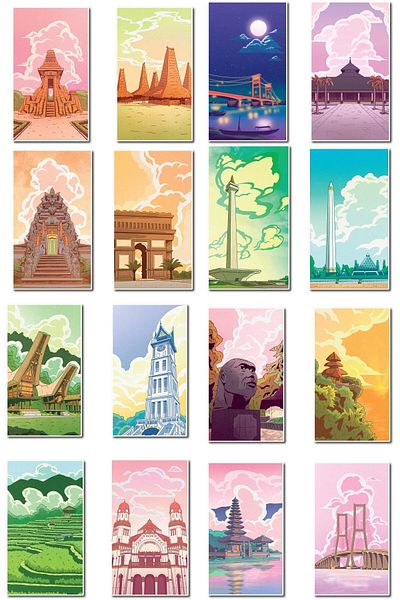 Postifull Travel Themed Sticker Set - 16 Piece Sticker Set - Phone, Tablet, Notebook Laptop Compatible Sticker