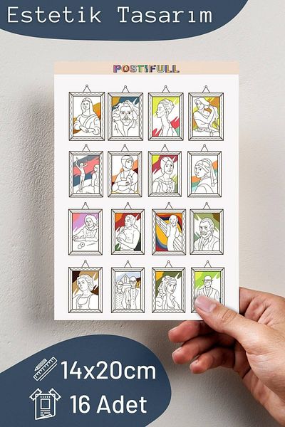 Postifull Painters Themed Sticker Set - 16 Piece Sticker Set - Phone, Tablet, Notebook Laptop Compatible Sticker