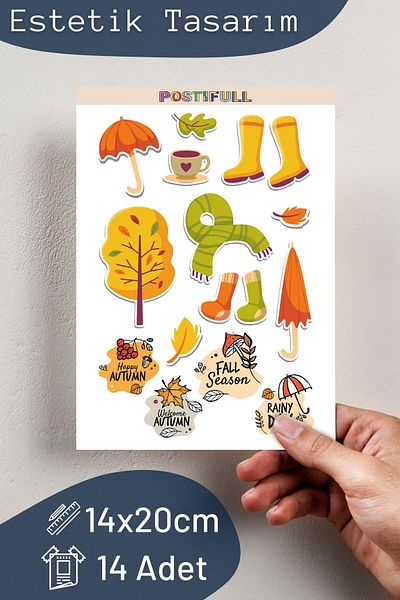 Postifull Autumn Themed Sticker and Label Set - Medium Size - Waterproof, Thick Adhesive Sticker Set