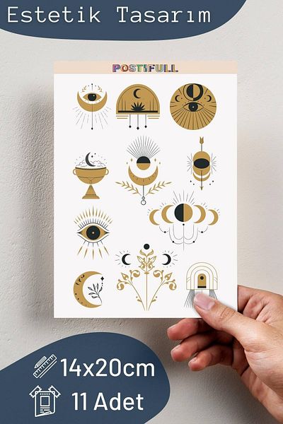 Postifull Sticker Set - Adhesive Boho Aesthetic Sticker Set - Phone, Tablet, Notebook, Laptop Sticker