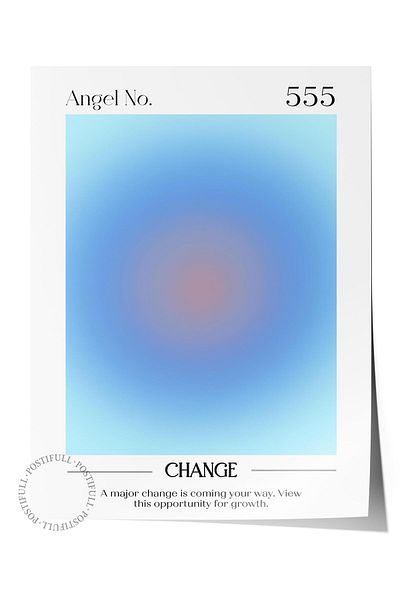 Postifull Aura Series NO:85 - 555 Change, Αγγελικός αριθμός έγχρωμη αφίσα χωρίς πλαίσιο