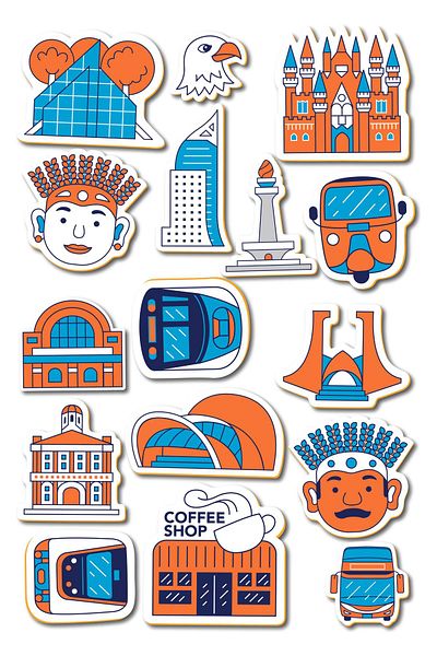 Postifull Cities Themed Sticker and Label Set - Medium Size - Waterproof, Thick Adhesive Sticker Set