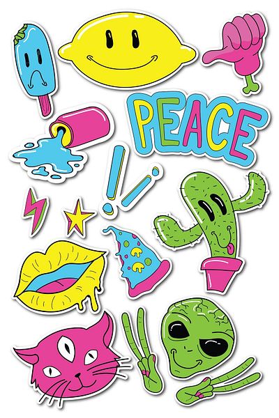 Postifull Minimal Themed Sticker Set - 13 Pieces Sticker Set - Phone, Tablet, Notebook Laptop Compatible Sticker