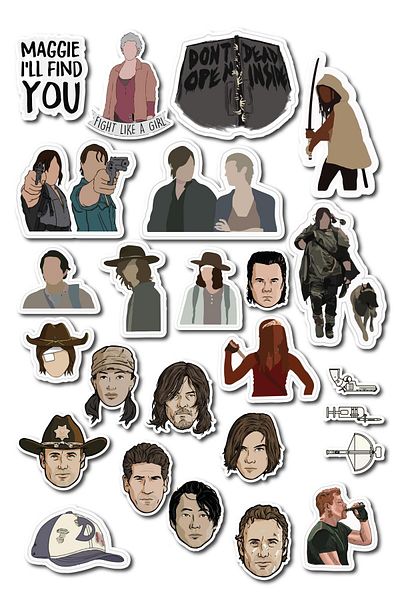 Postifull The Walking Dead Themed Sticker and Label Set - Medium Size - Waterproof, Thick Adhesive Sticker