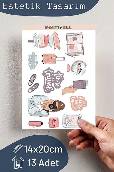 Postifull Time to Travel Themed Sticker and Label Set - Medium Size - Waterproof, Thick Adhesive Sticker Set