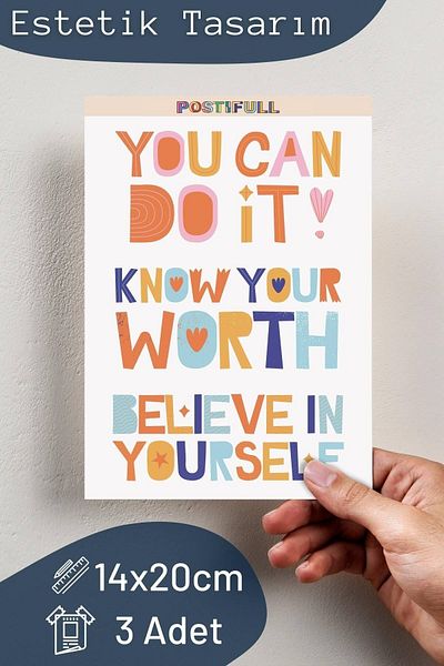 Postifull Motivational Themed Sticker Set - 3 Piece Sticker Set - Phone, Tablet, Notebook Laptop Compatible Sticker