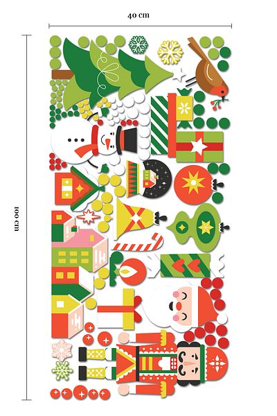 Postifull New Year Sticker Set, Aesthetic Christmas Ornament, New Year Decoration, Door, Wall and Glass Decoration Sticker
