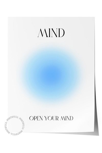 Postifull Aura Series NO:20 - Mind, Open Your Mind - Μπλε κύκλος, αγγελικός αριθμός χωρίς πλαίσιο αφίσα