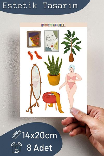 Postifull Love Your Body Themed Sticker and Label Set - Medium Size - Waterproof, Thick Adhesive Sticker Set