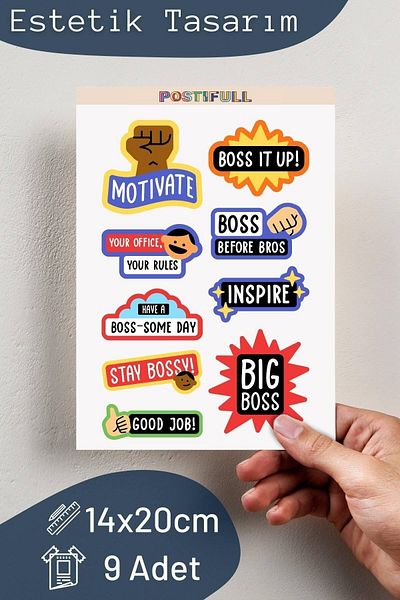 Postifull Motivational Themed Sticker Set - 9 Piece Sticker Set - Phone, Tablet, Notebook Laptop Compatible Sticker