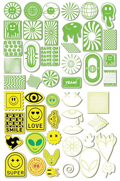 Postifull Colorful Sticker Set - Label Set - Compatible Sticker for Phone, Tablet, Notebook and Laptop