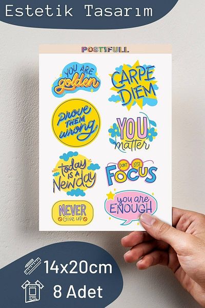 Postifull Σετ αυτοκόλλητων με θέμα Motivational - Σετ αυτοκόλλητων 8 τεμαχίων - Αυτοκόλλητο συμβατό με τηλέφωνο, tablet, φορητό υπολογιστή