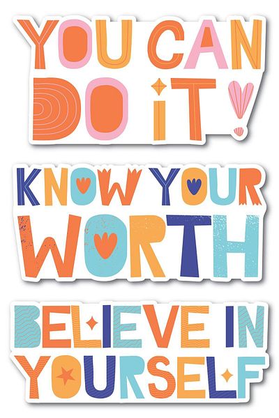 Postifull Motivational Themed Sticker Set - 3 Piece Sticker Set - Phone, Tablet, Notebook Laptop Compatible Sticker