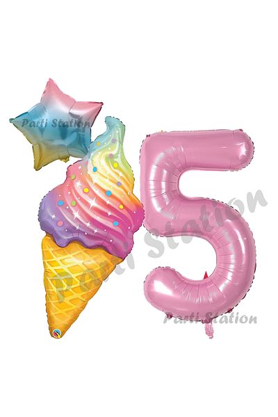 Parti Station Fine Cream Patisserie and Ice Cream Concept Balloon Set for 5 Year Old Birthday