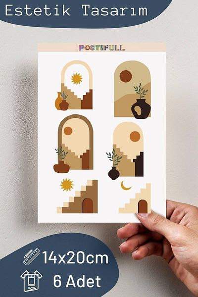 Postifull Boho Themed Sticker Set - 6 Piece Sticker Set - Phone, Tablet, Notebook Laptop Compatible Stickers