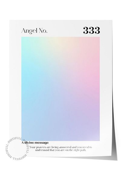 Postifull Aura Series NO:128 - 333 Έγχρωμη αφίσα χωρίς πλαίσιο - Αριθμημένος άγγελος