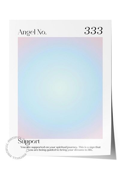 Postifull Σειρά Aura NO:125 - 333 Blue Angel Number Έγχρωμη αφίσα χωρίς πλαίσιο