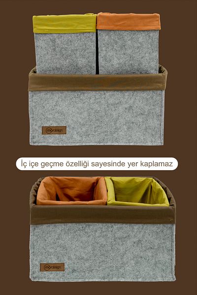 mordesign 3-Piece Drawer and Cabinet Laundry Organizer Set - Foldable Storage Box for Kids Room
