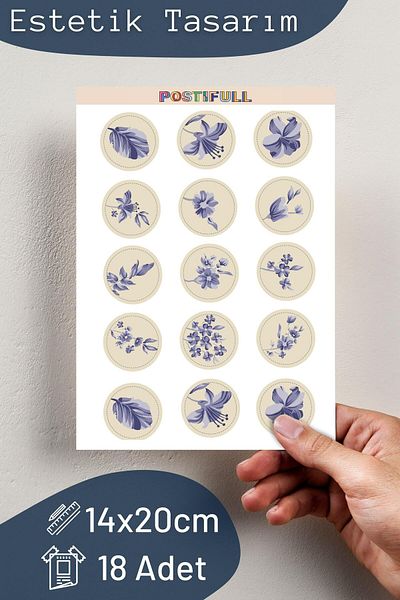 Postifull Botanical Themed Sticker and Label Set - Medium Size - Waterproof, Thick Adhesive Sticker Set