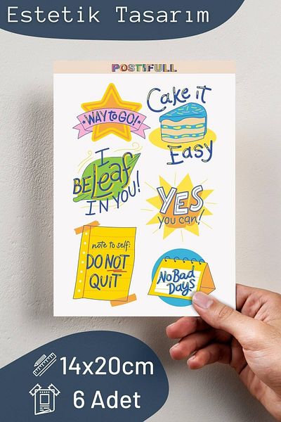 Postifull Σετ αυτοκόλλητων με θέμα Motivational - Σετ αυτοκόλλητων 8 τεμαχίων - Αυτοκόλλητο συμβατό με τηλέφωνο, tablet, φορητό υπολογιστή