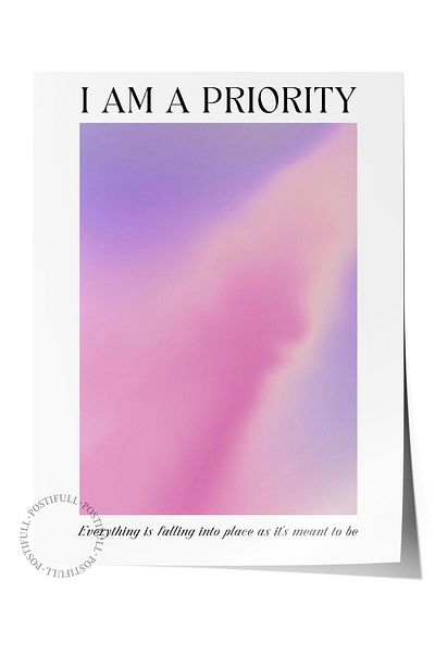Postifull Aura Series NO:207 - Είμαι προτεραιότητα, Αριθμός Αγγέλου, Έγχρωμη αφίσα χωρίς πλαίσιο